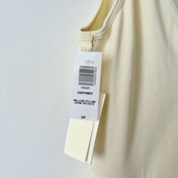 Aritzia Wilfred Daphnee Pleated Skirt Midi Dress NWT Mellow Yellow Size Small - Picture 7 of 9